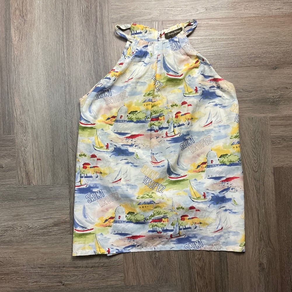Tommy Bahama Saint Tropez Nautical Silk Blend Halter Top Womens Large Multicolor